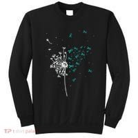 Dandelion Teal Ribbon Cool Ovarian Cancer Awareness Gifts Sweatshirt thumb 0