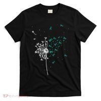 Dandelion Teal Ribbon Cool Ovarian Cancer Awareness Gifts T-Shirt thumb 0