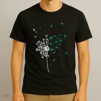 Dandelion Teal Ribbon Cool Ovarian Cancer Awareness Gifts T-Shirt thumb 3