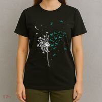 Dandelion Teal Ribbon Cool Ovarian Cancer Awareness Gifts T-Shirt thumb 4