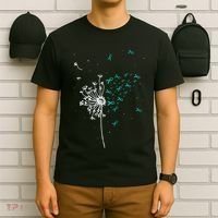 Dandelion Teal Ribbon Cool Ovarian Cancer Awareness Gifts T-Shirt thumb 6