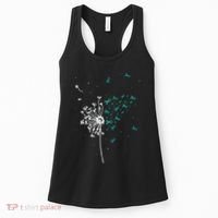 Dandelion Teal Ribbon Cool Ovarian Cancer Awareness Gifts Women's Tank Top thumb 0