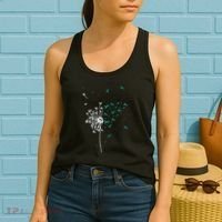 Dandelion Teal Ribbon Cool Ovarian Cancer Awareness Gifts Women's Tank Top thumb 2