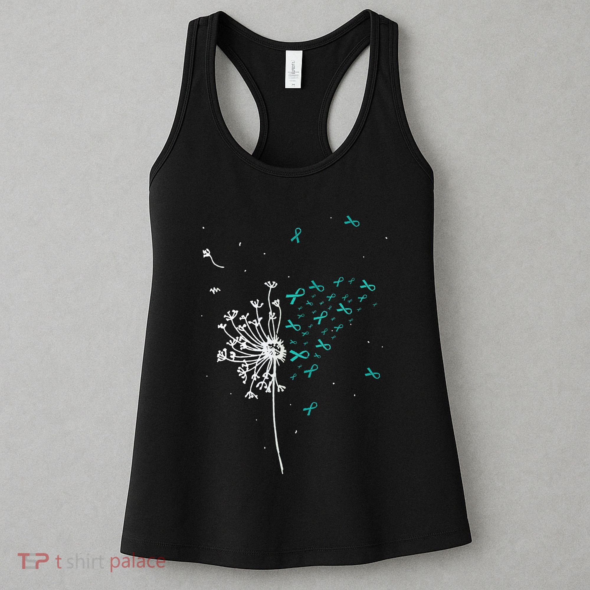 Dandelion Teal Ribbon Cool Ovarian Cancer Awareness Gifts Women's Tank Top