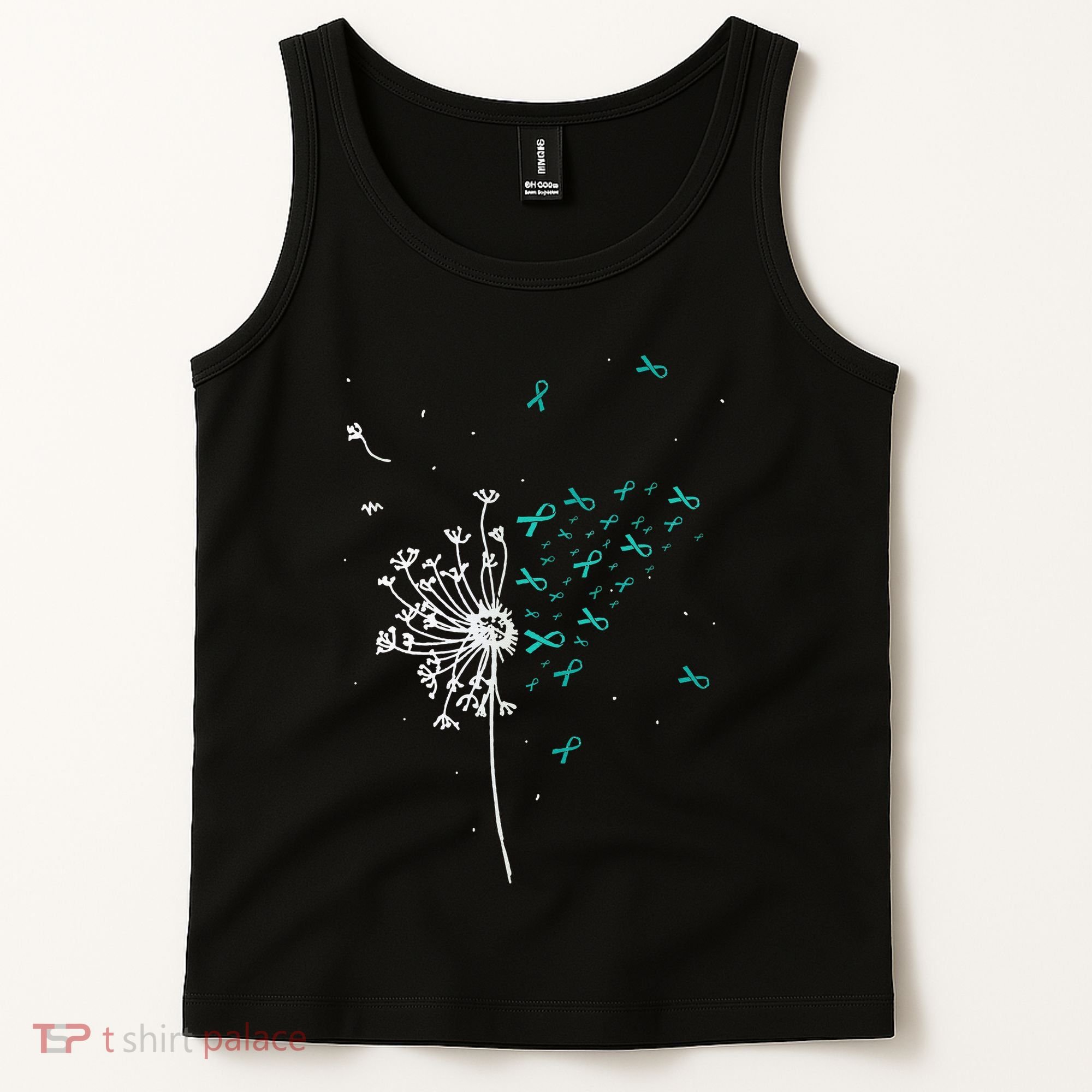 Dandelion Teal Ribbon Cool Ovarian Cancer Awareness Gifts Tank Top
