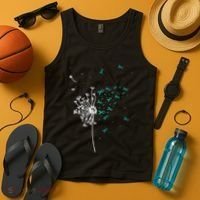 Dandelion Teal Ribbon Cool Ovarian Cancer Awareness Gifts Tank Top thumb 4