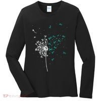 Dandelion Teal Ribbon Cool Ovarian Cancer Awareness Gifts Women's Long Sleeve Shirt thumb 0