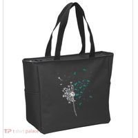 Dandelion Teal Ribbon Cool Ovarian Cancer Awareness Gifts Tote Bag thumb 2
