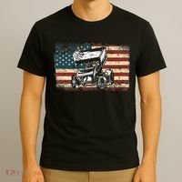 Dirt Track Racing Sprint Car Vintage Retro American Flag T-Shirt thumb 3