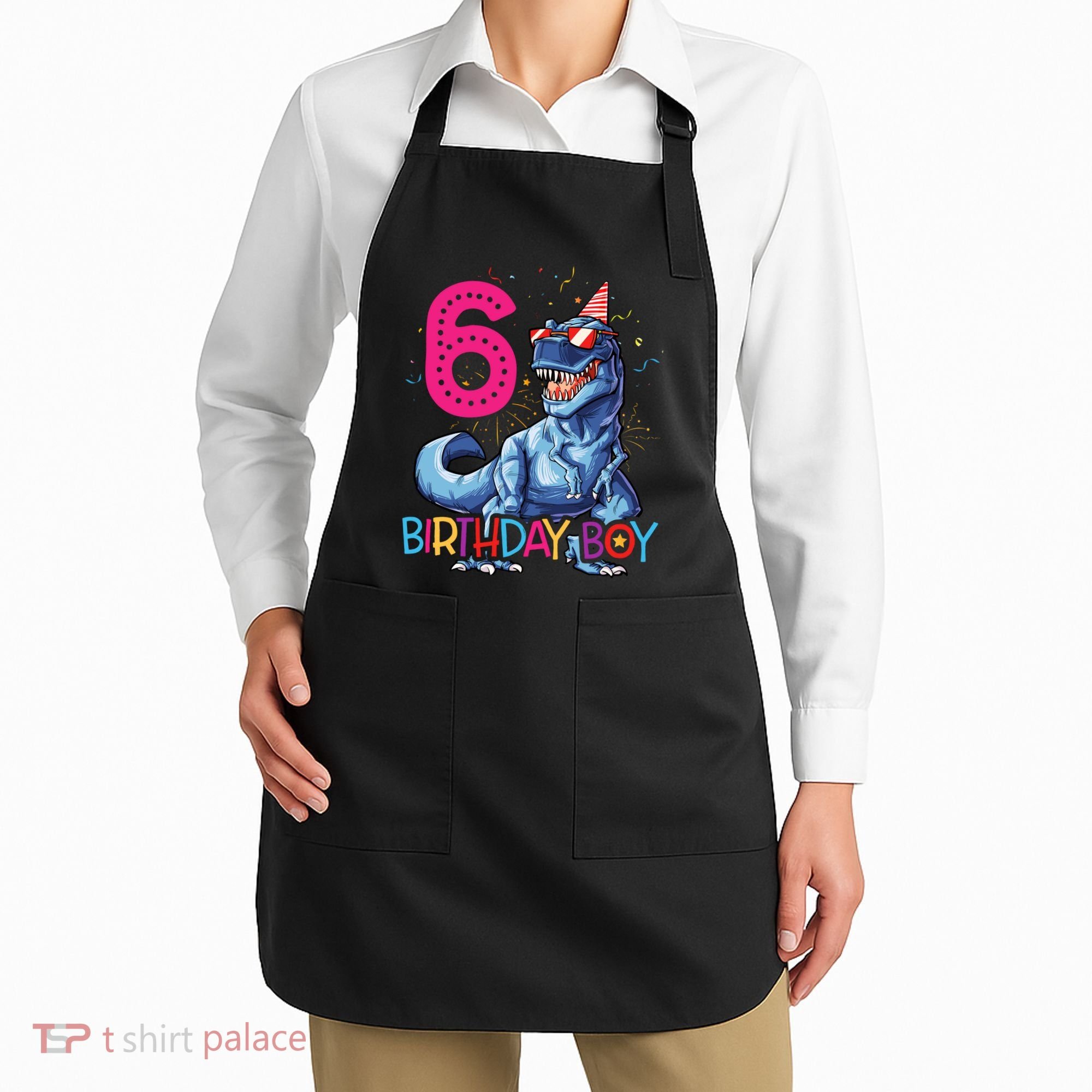 Dinosaur T Rex 6 Year Old Boy Funny 6th Birthday Gifts Apron