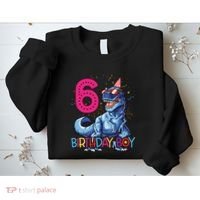 Dinosaur T Rex 6 Year Old Boy Funny 6th Birthday Gifts Sweatshirt thumb 2