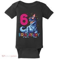 Dinosaur T Rex 6 Year Old Boy Funny 6th Birthday Gifts Baby Bodysuit thumb 0