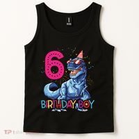 Dinosaur T Rex 6 Year Old Boy Funny 6th Birthday Gifts Tank Top thumb 2