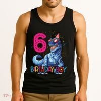 Dinosaur T Rex 6 Year Old Boy Funny 6th Birthday Gifts Tank Top thumb 3