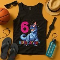 Dinosaur T Rex 6 Year Old Boy Funny 6th Birthday Gifts Tank Top thumb 4