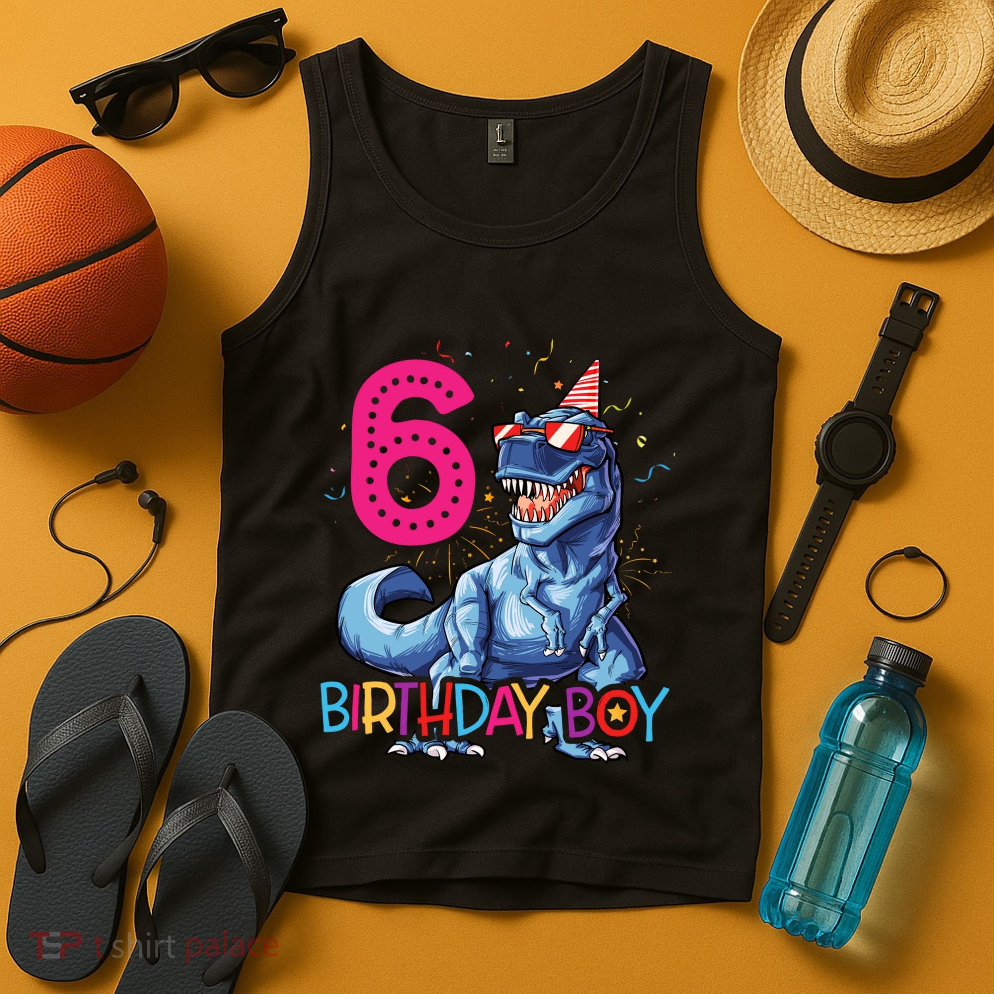 Dinosaur T Rex 6 Year Old Boy Funny 6th Birthday Gifts Tank Top