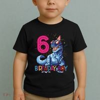 Dinosaur T Rex 6 Year Old Boy Funny 6th Birthday Gifts Toddler T-Shirt thumb 2