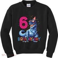 Dinosaur T Rex 6 Year Old Boy Funny 6th Birthday Gifts Kids Sweatshirt thumb 0