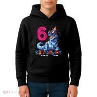 Dinosaur T Rex 6 Year Old Boy Funny 6th Birthday Gifts Kids Hoodie thumb 4