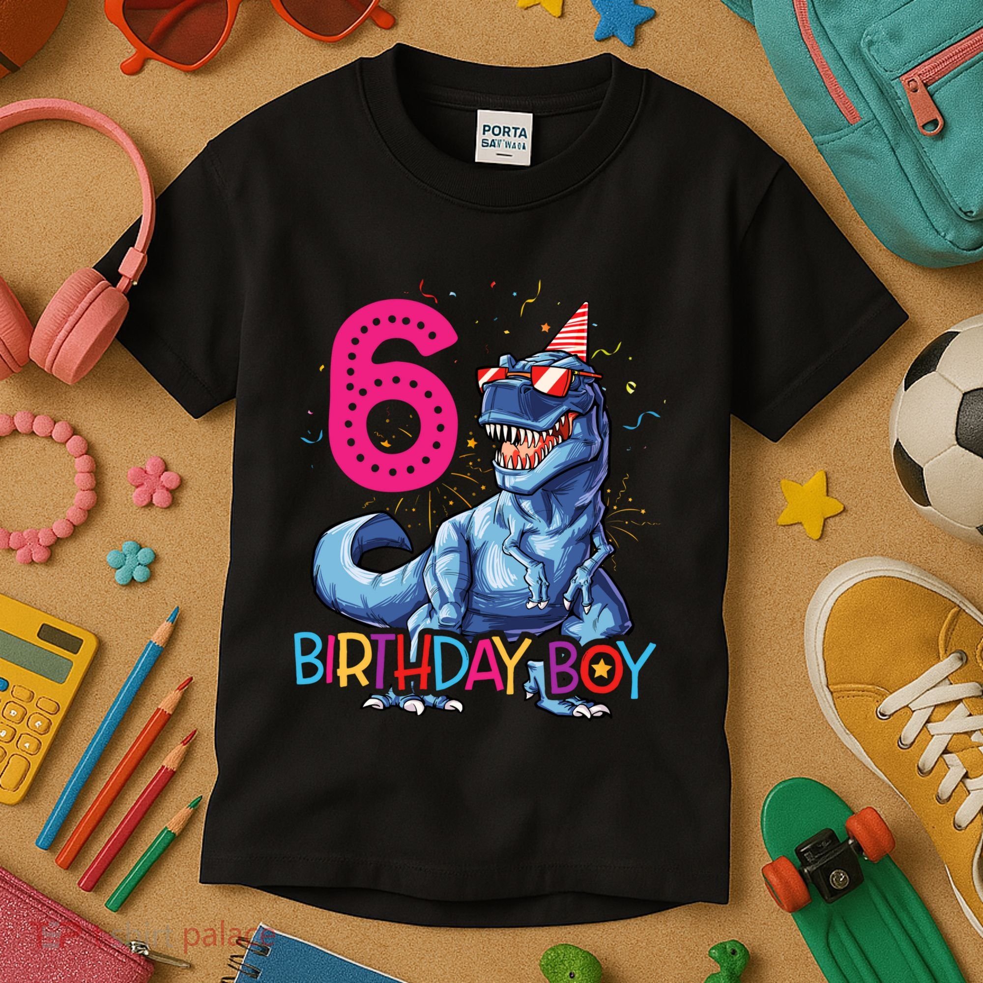 Dinosaur T Rex 6 Year Old Boy Funny 6th Birthday Gifts Kids T-Shirt