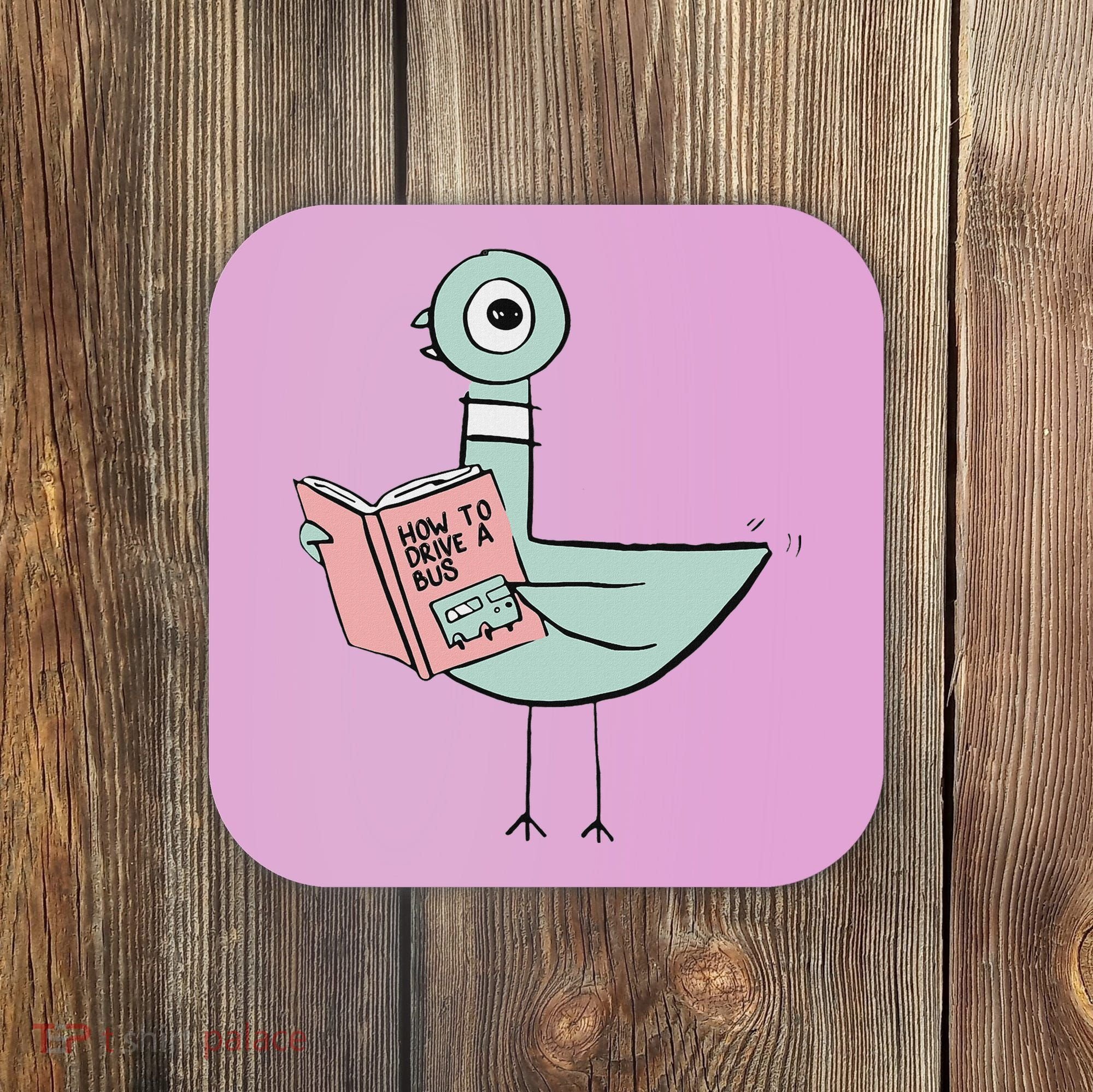 Driven To Read Pigeon Library Reading Books Coaster