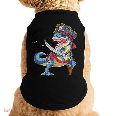 Dinosaur T Rex Pirate Jolly Roger Halloween Funny Doggie Tank