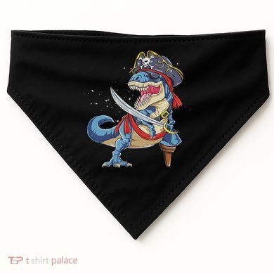 Dinosaur T Rex Pirate Jolly Roger Halloween Funny USA-Made Doggie Bandana
