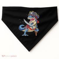 Dinosaur T Rex Pirate Jolly Roger Halloween Funny USA-Made Doggie Bandana thumb 0