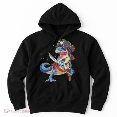 Dinosaur T Rex Pirate Jolly Roger Halloween Funny Hoodie