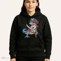 Dinosaur T Rex Pirate Jolly Roger Halloween Funny Hoodie thumb 5
