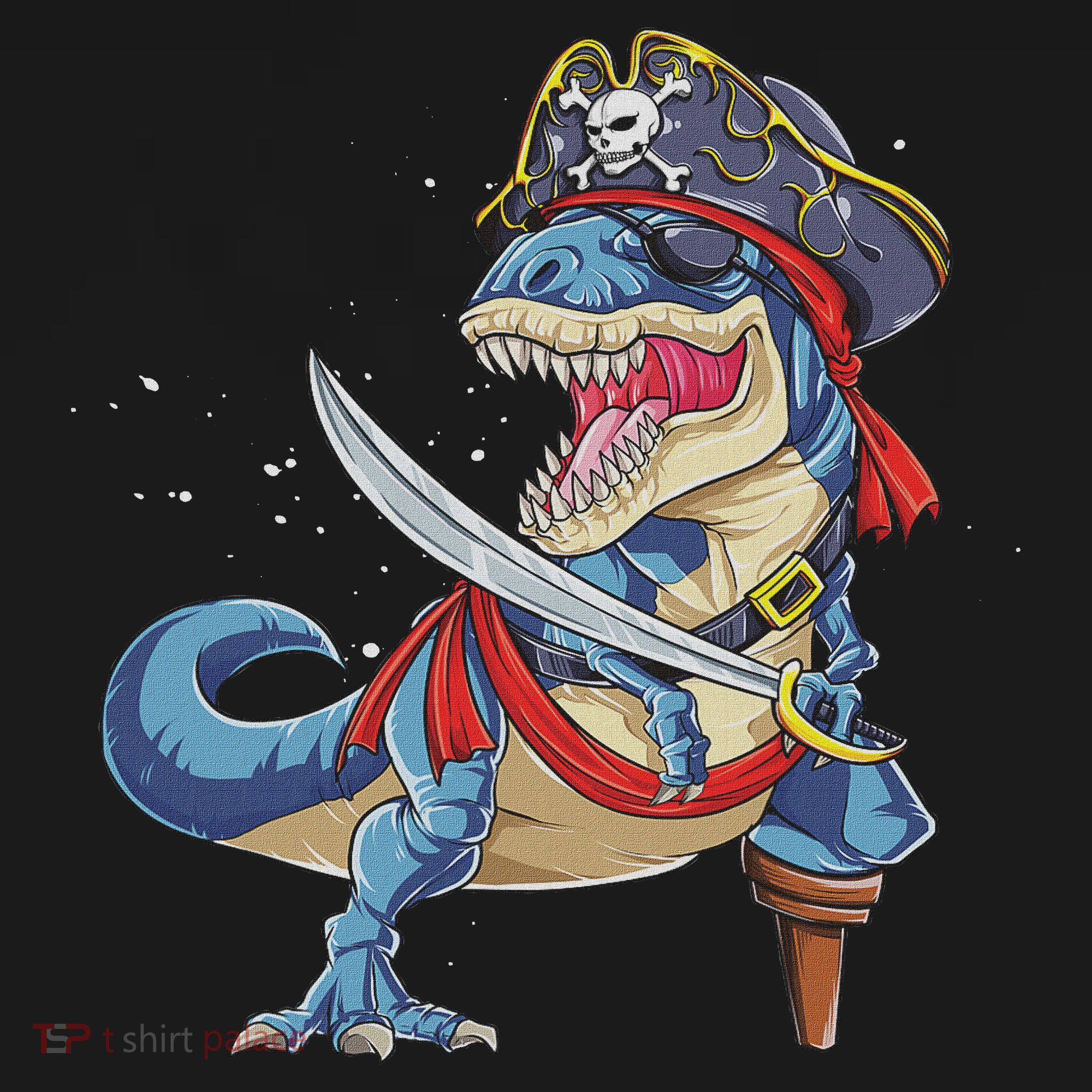 Dinosaur T Rex Pirate Jolly Roger Halloween Funny Apron