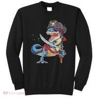 Dinosaur T Rex Pirate Jolly Roger Halloween Funny Sweatshirt thumb 0