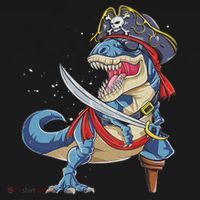 Dinosaur T Rex Pirate Jolly Roger Halloween Funny Sweatshirt thumb 3