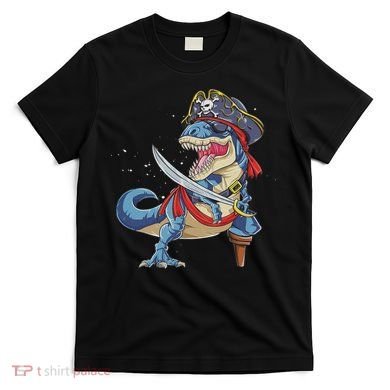 Dinosaur T Rex Pirate Jolly Roger Halloween Funny T-Shirt