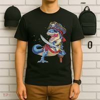 Dinosaur T Rex Pirate Jolly Roger Halloween Funny T-Shirt thumb 6