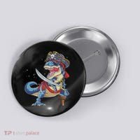 Dinosaur T Rex Pirate Jolly Roger Halloween Funny Button thumb 0