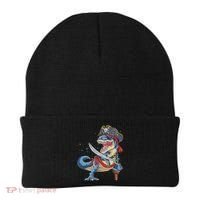 Dinosaur T Rex Pirate Jolly Roger Halloween Funny Beanie thumb 0
