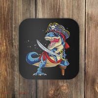 Dinosaur T Rex Pirate Jolly Roger Halloween Funny Coaster thumb 0