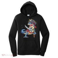 Dinosaur T Rex Pirate Jolly Roger Halloween Funny Women's Hoodie thumb 0