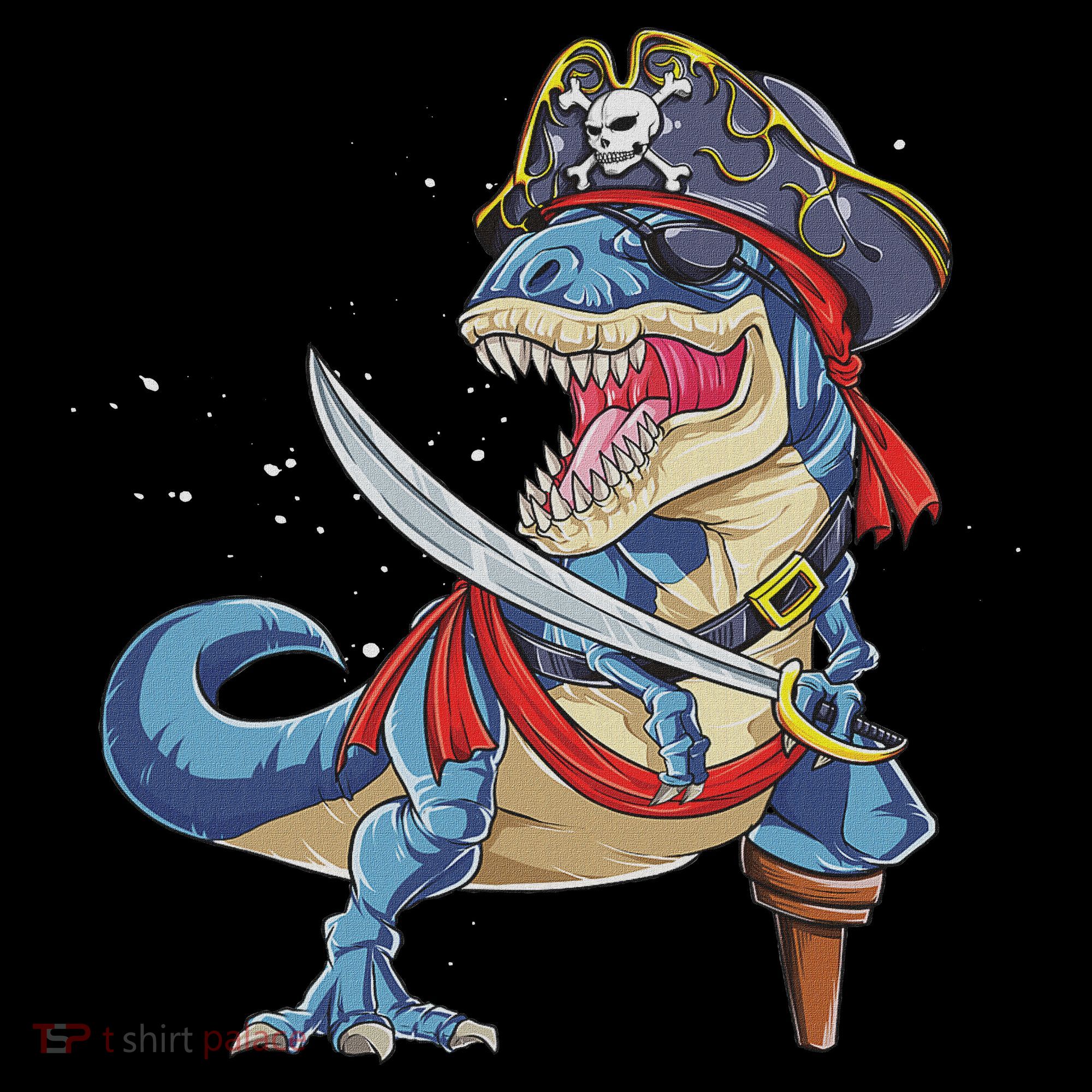 Dinosaur T Rex Pirate Jolly Roger Halloween Funny Women's Hoodie