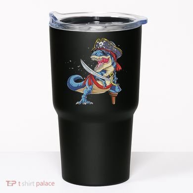Dinosaur T Rex Pirate Jolly Roger Halloween Funny Tumbler