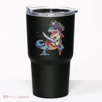 Dinosaur T Rex Pirate Jolly Roger Halloween Funny Tumbler thumb 0