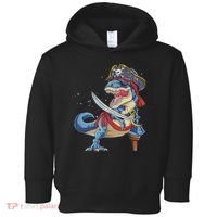 Dinosaur T Rex Pirate Jolly Roger Halloween Funny Toddler Hoodie thumb 0