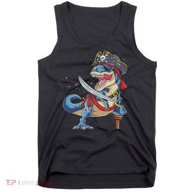 Dinosaur T Rex Pirate Jolly Roger Halloween Funny Tank Top