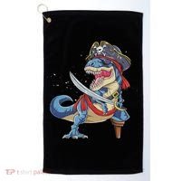 Dinosaur T Rex Pirate Jolly Roger Halloween Funny Golf Towel thumb 0