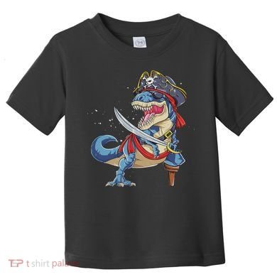 Dinosaur T Rex Pirate Jolly Roger Halloween Funny Toddler T-Shirt