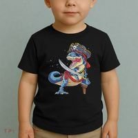 Dinosaur T Rex Pirate Jolly Roger Halloween Funny Toddler T-Shirt thumb 2