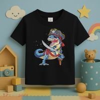 Dinosaur T Rex Pirate Jolly Roger Halloween Funny Toddler T-Shirt thumb 3