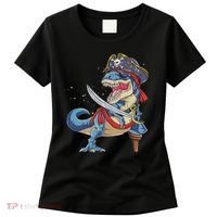 Dinosaur T Rex Pirate Jolly Roger Halloween Funny Women's T-Shirt thumb 0