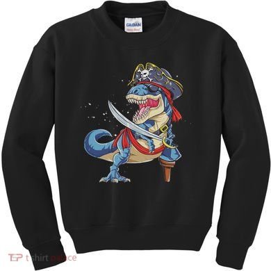 Dinosaur T Rex Pirate Jolly Roger Halloween Funny Kids Sweatshirt
